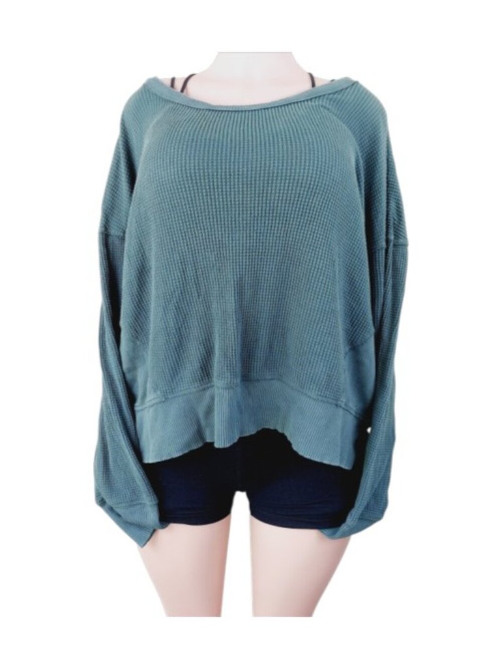 Offline By Aerie Women's Teal Ribbed Round Neck Casual Pullover Sweatshirt Sz L
